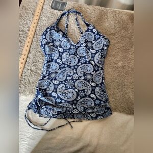 Halcurt one piece Blue Paisley swimming suit top